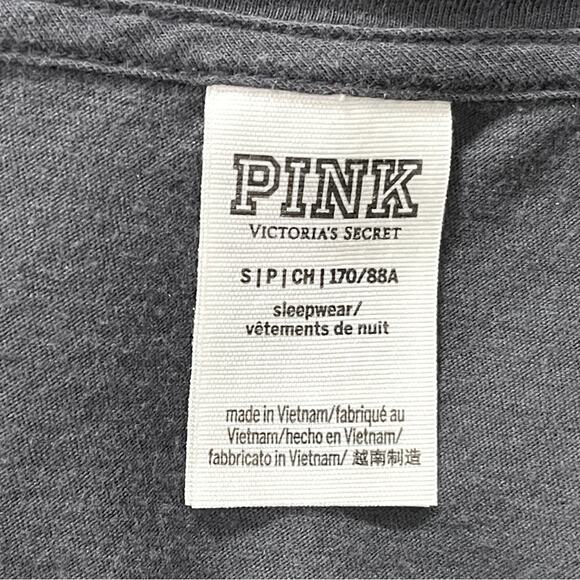 Pink Victoria's Secret Breakfast Crew Charcoal Gray Short Sleeve Tee - Small - Picture 7 of 9